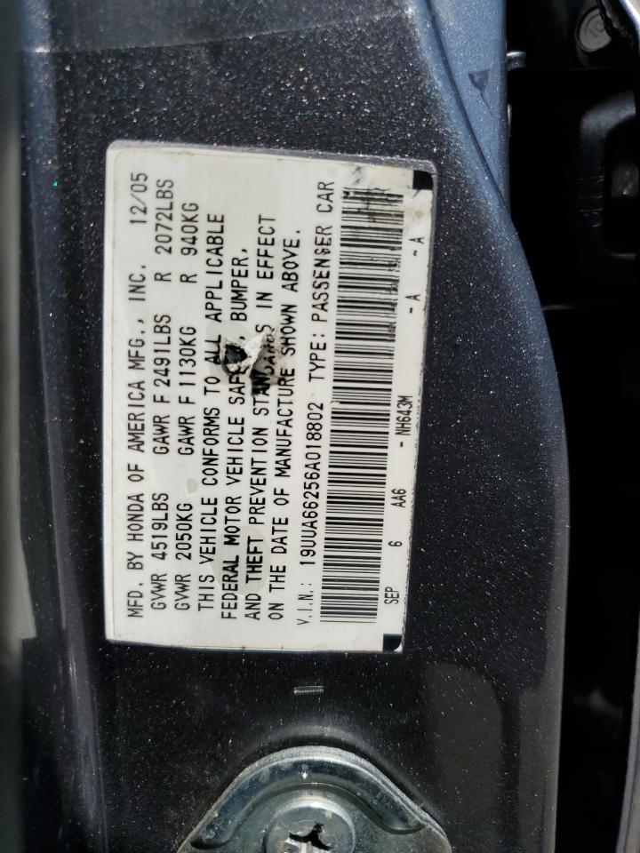 2006 Acura 3.2Tl VIN: 19UUA66256A018802 Lot: 61625625