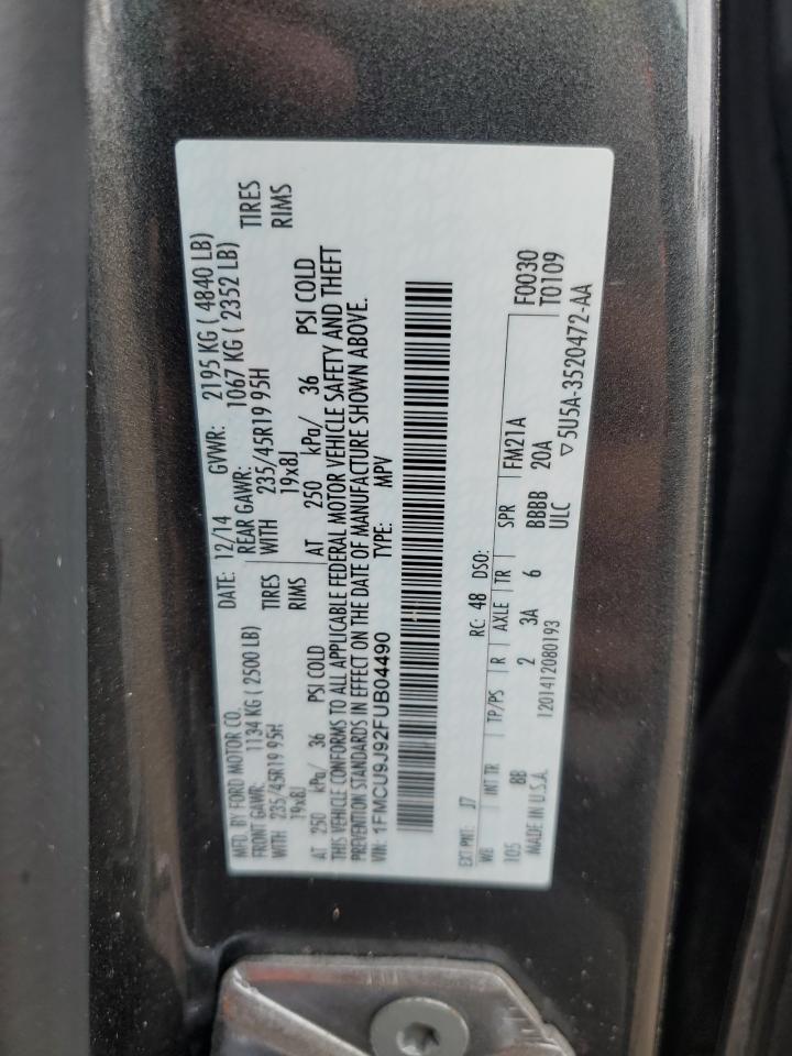 2015 Ford Escape Titanium VIN: 1FMCU9J92FUB04490 Lot: 62755405