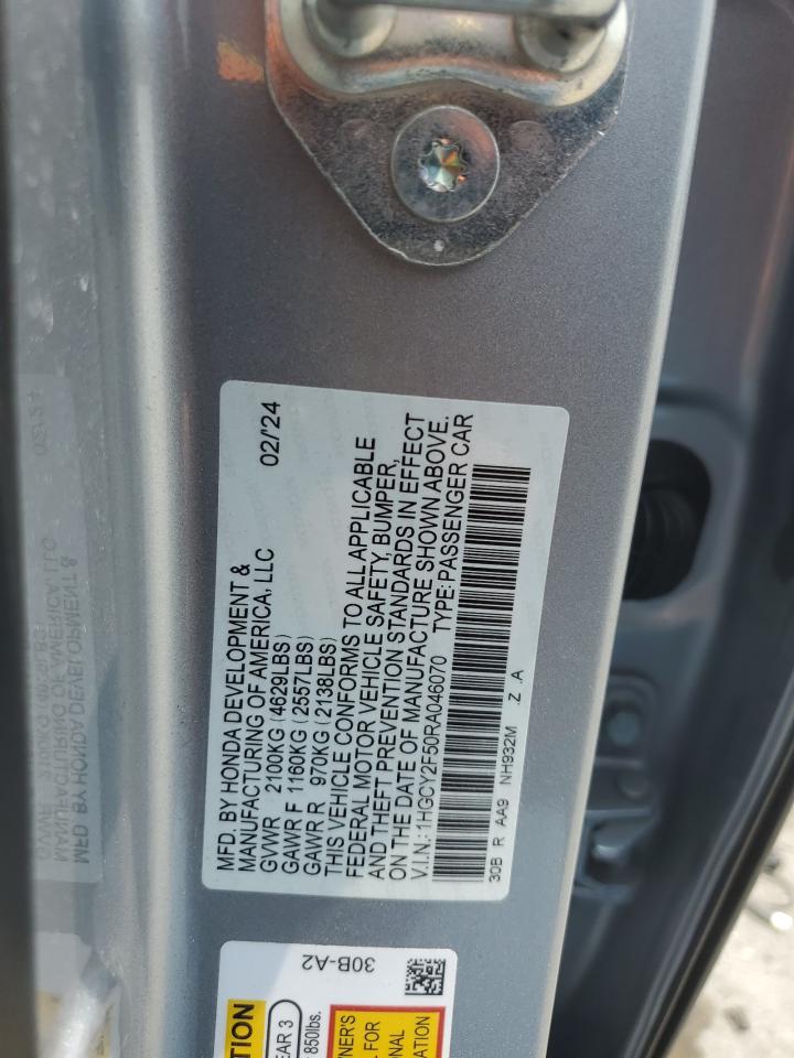 2024 Honda Accord Hybrid Sport VIN: 1HGCY2F50RA046070 Lot: 60700085