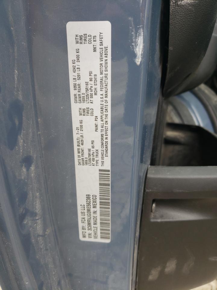 2021 Ram Promaster 3500 3500 High VIN: 3C6MRVJG0ME562369 Lot: 59725525