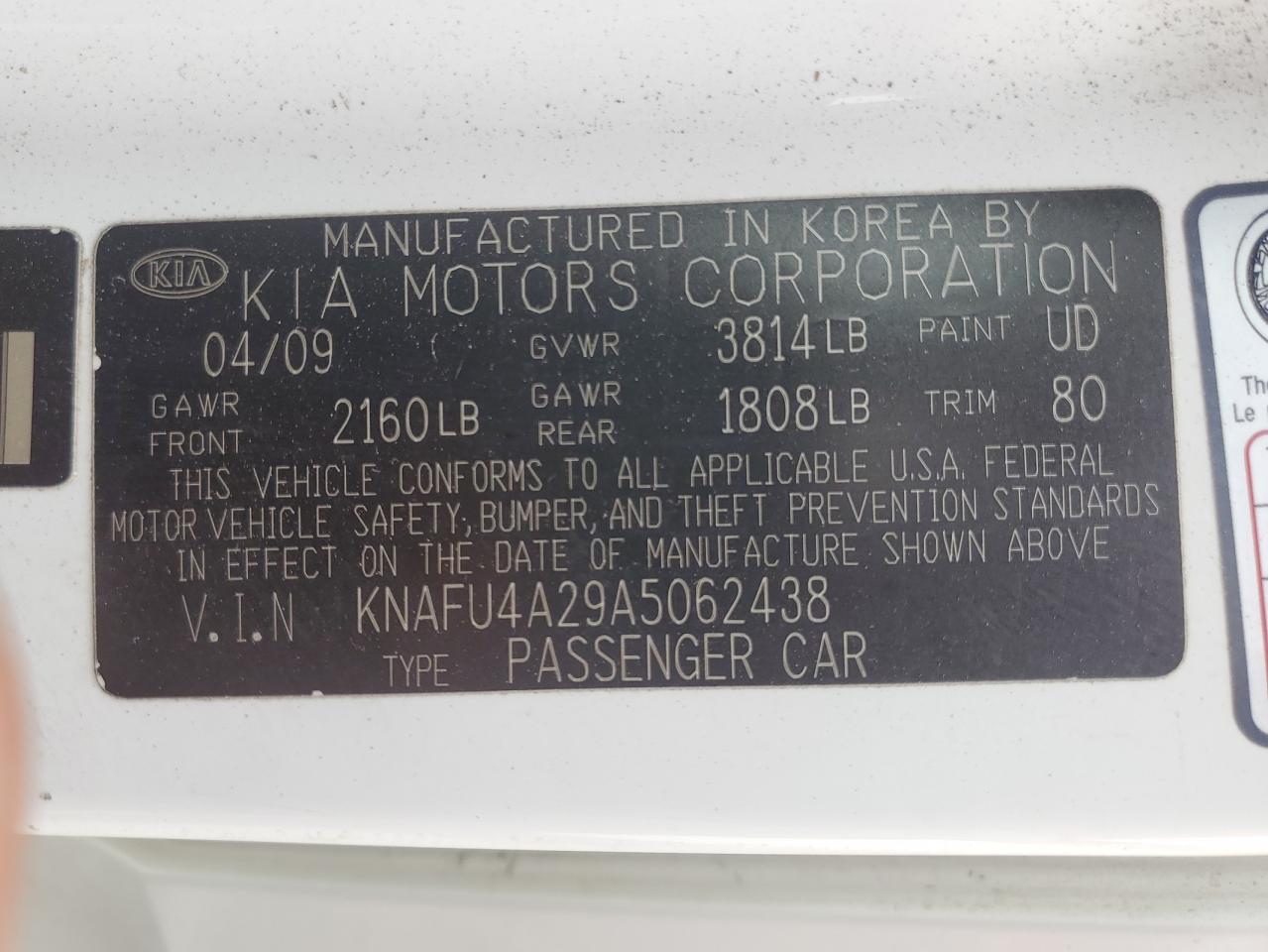 2010 Kia Forte Ex VIN: KNAFU4A29A5062438 Lot: 60891415