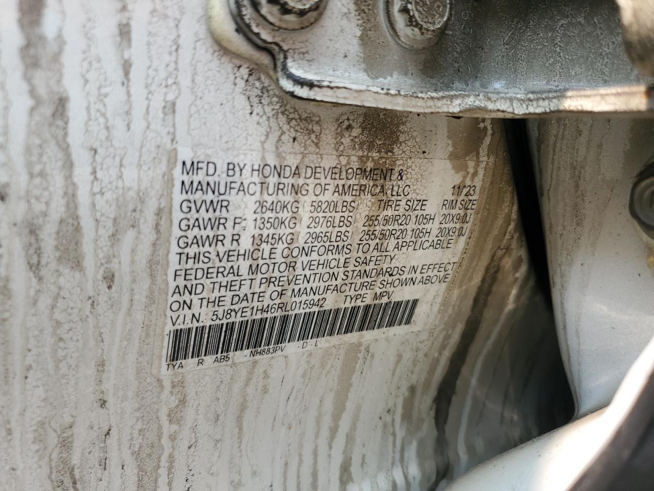 2024 Acura Mdx Technology VIN: 5J8YE1H46RL015942 Lot: 58781735