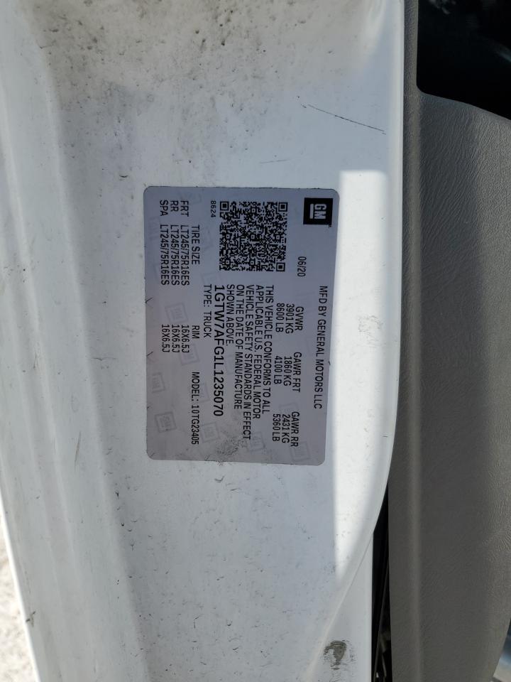 2020 GMC Savana G2500 VIN: 1GTW7AFG1L1235070 Lot: 60703055