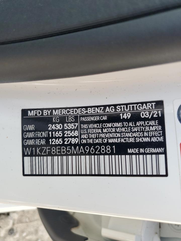 2021 Mercedes-Benz E 350 4Matic VIN: W1KZF8EB5MA962881 Lot: 61925195