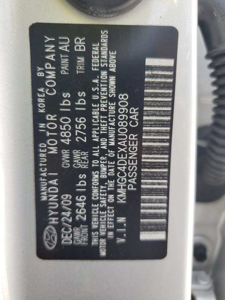 2010 Hyundai Genesis 3.8L VIN: KMHGC4DEXAU089908 Lot: 61399745