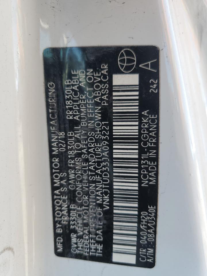 2018 Toyota Yaris L VIN: VNKJTUD33JA093221 Lot: 63084995