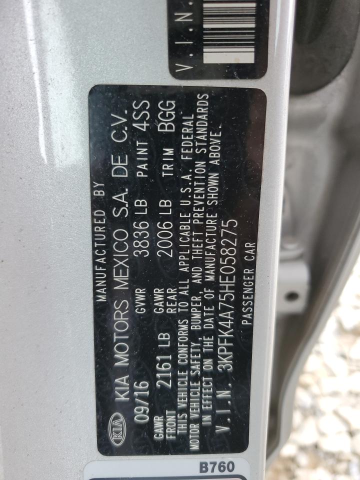 2017 Kia Forte Lx VIN: 3KPFK4A75HE058275 Lot: 61839015