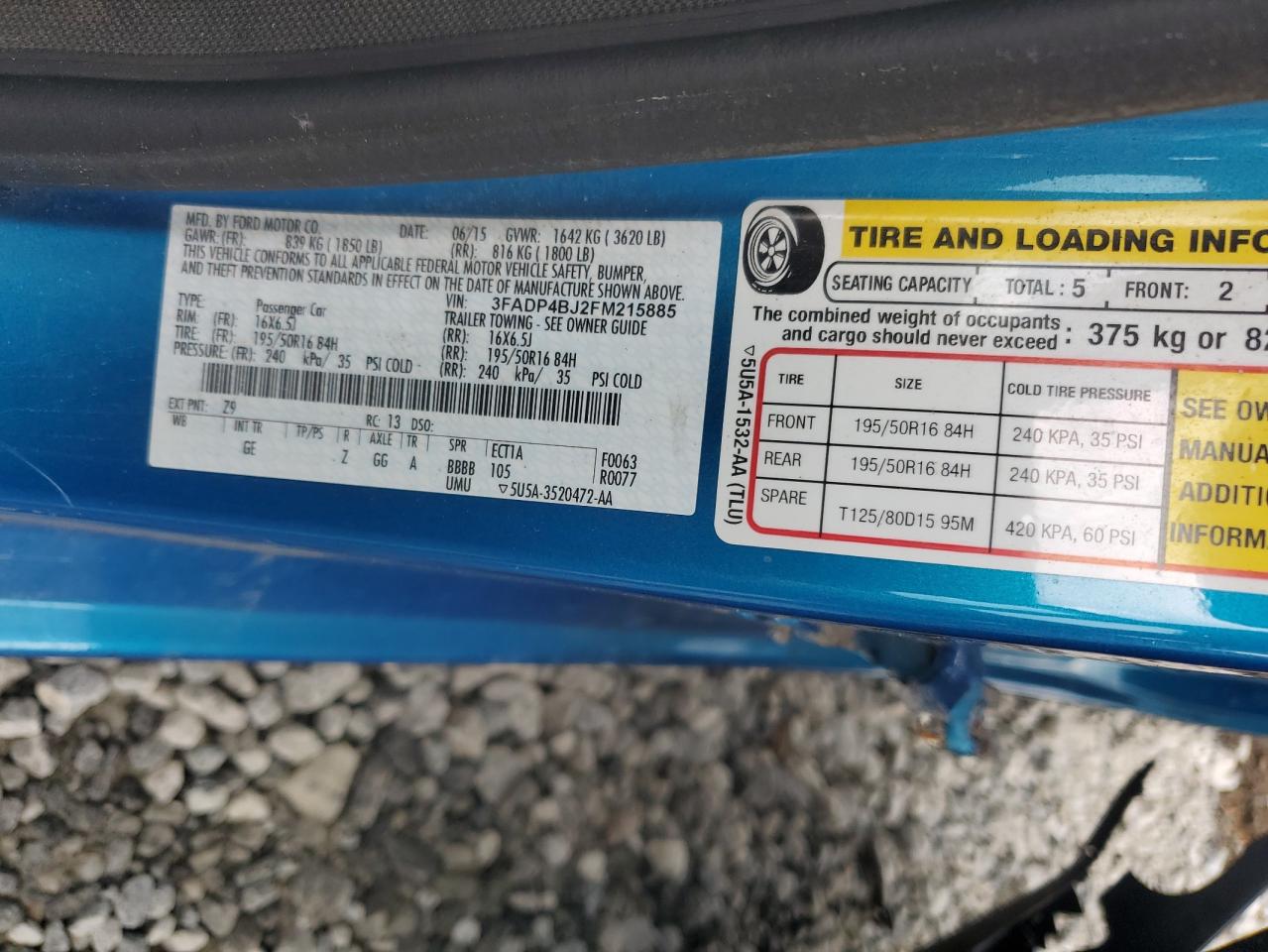 2015 Ford Fiesta Se VIN: 3FADP4BJ2FM215885 Lot: 60888825