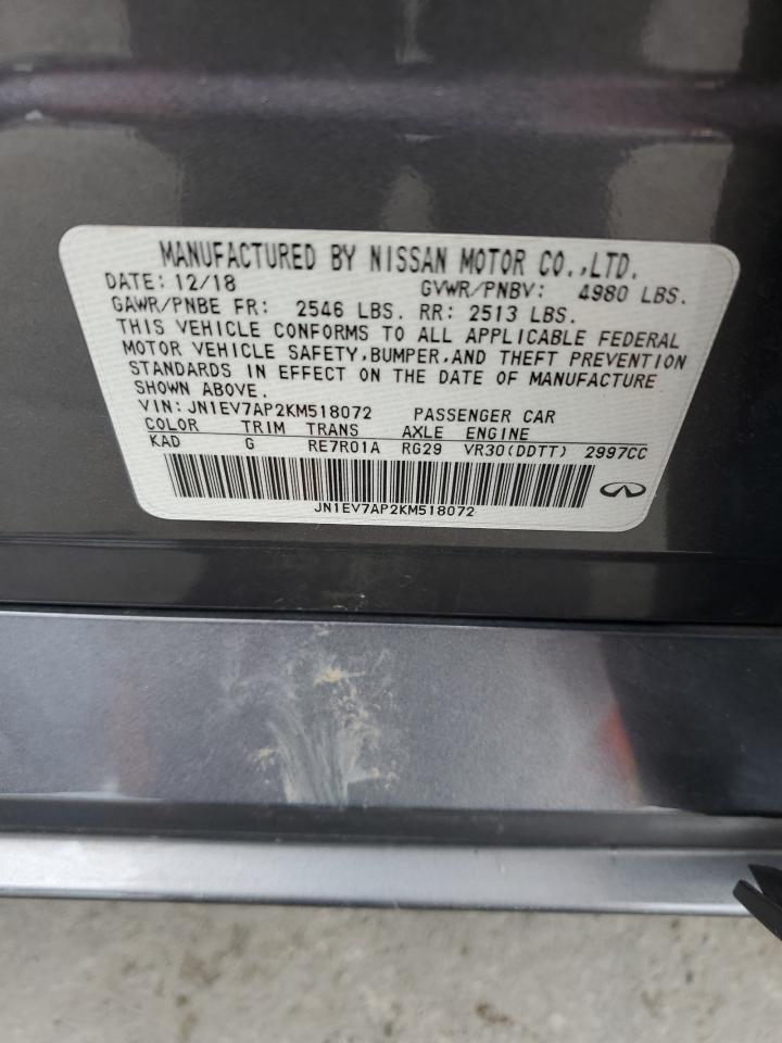 2019 Infiniti Q50 Luxe VIN: JN1EV7AP2KM518072 Lot: 61906425