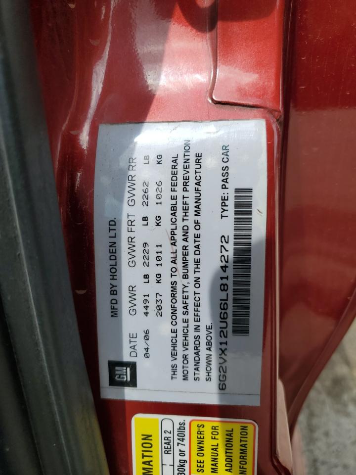 2006 Pontiac Gto VIN: 6G2VX12U66L814272 Lot: 60420745