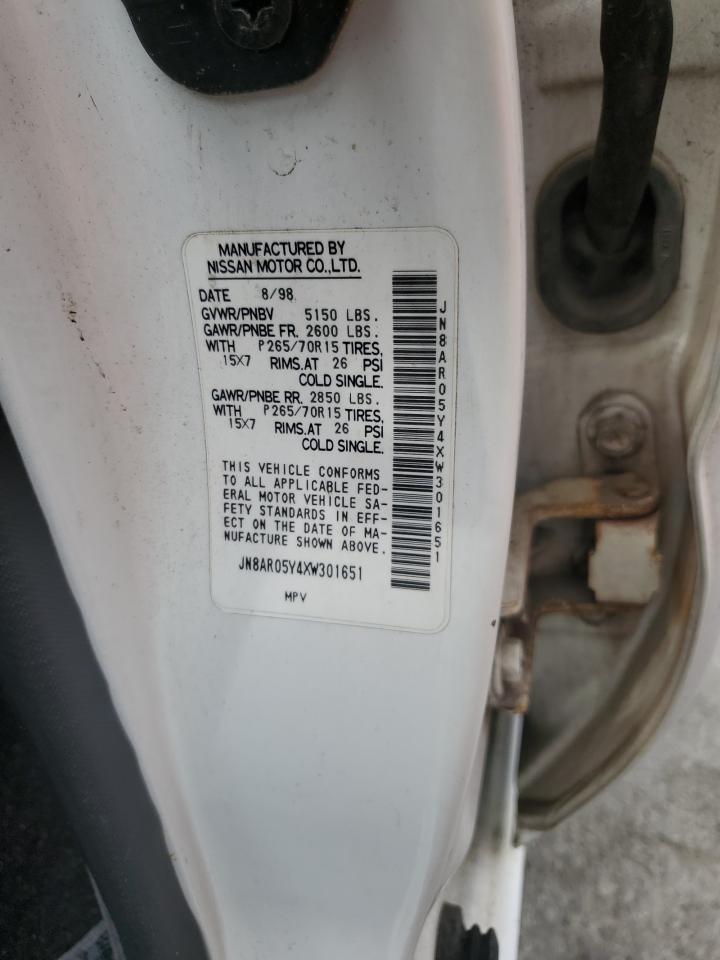 1999 Nissan Pathfinder Le VIN: JN8AR05Y4XW301651 Lot: 62889605