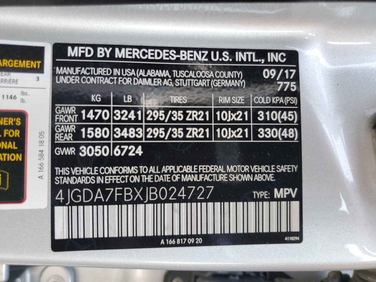 2018 Mercedes-Benz Gle 63 Amg-S 4Matic VIN: 4JGDA7FBXJB024727 Lot: 59672315