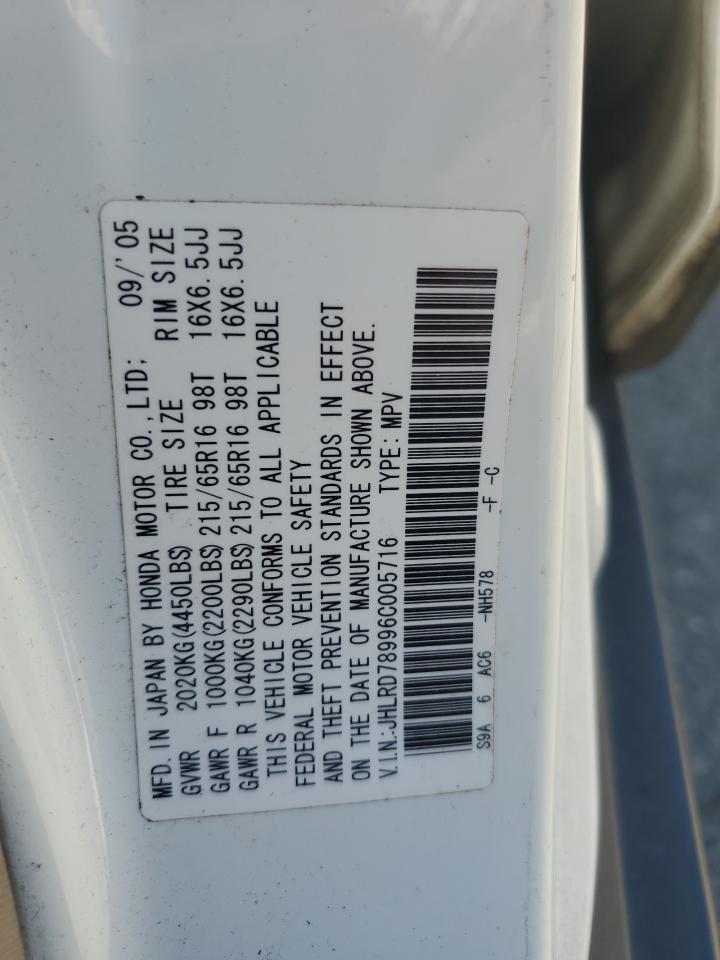 2006 Honda Cr-V Se VIN: JHLRD78996C005716 Lot: 60284675