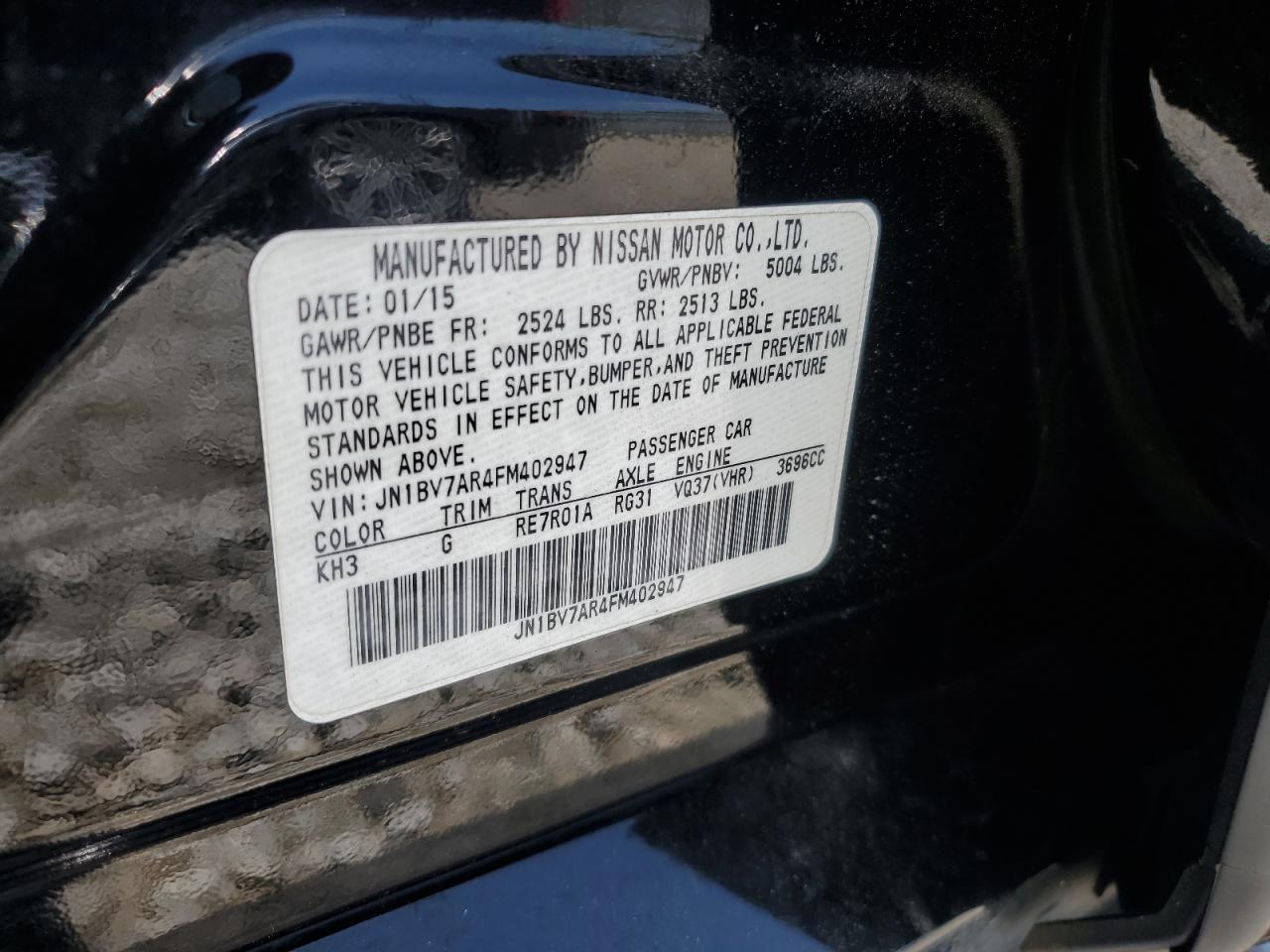 INFINITI Q50 2015 VIN JN1BV7AR4FM402947 zdjęcie 12