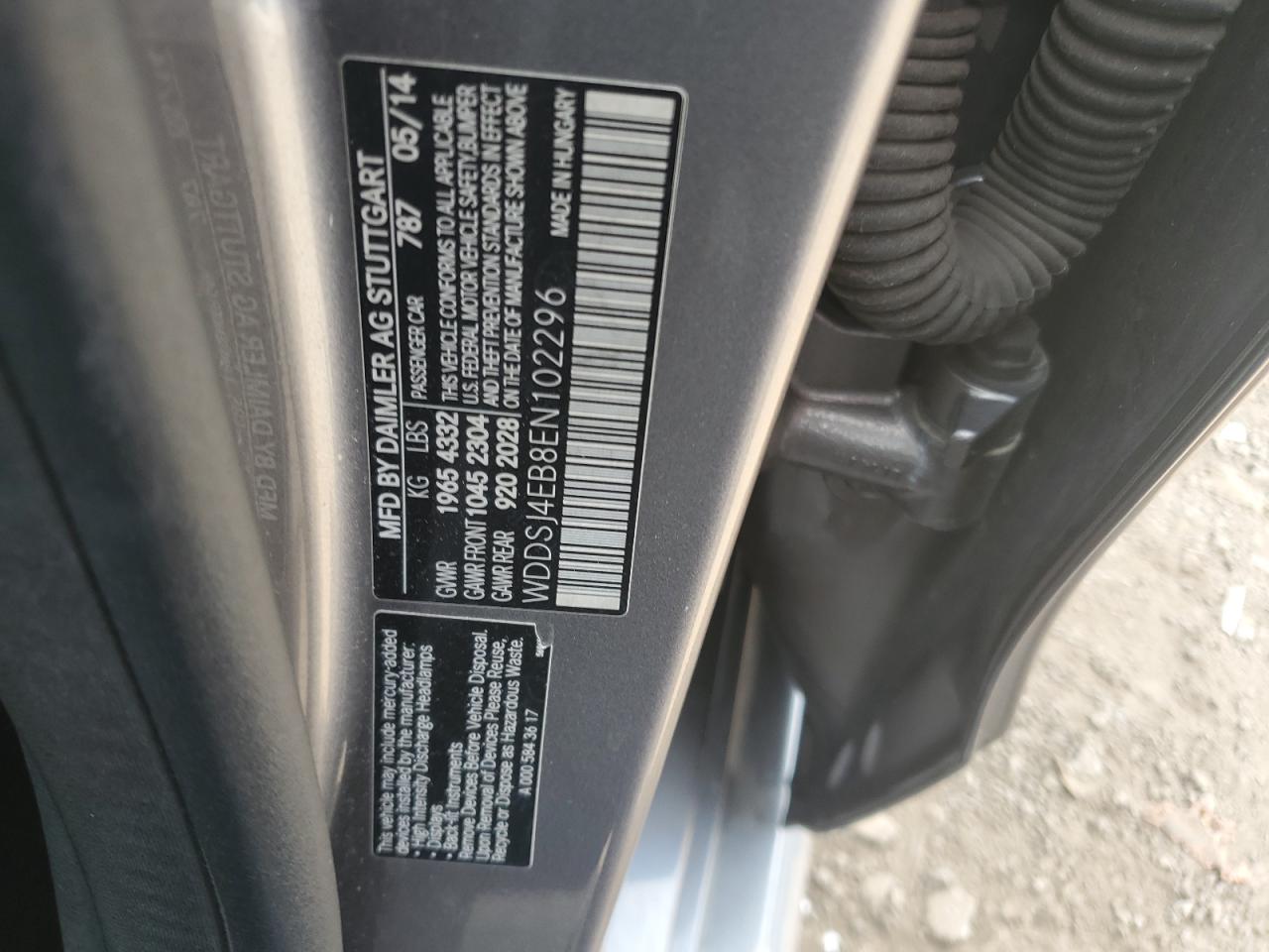 2014 Mercedes-Benz Cla 250 VIN: WDDSJ4EB8EN102296 Lot: 61417295