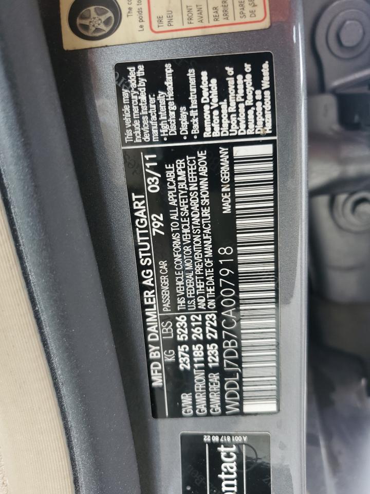 2012 Mercedes-Benz Cls 550 VIN: WDDLJ7DB7CA007918 Lot: 59415195