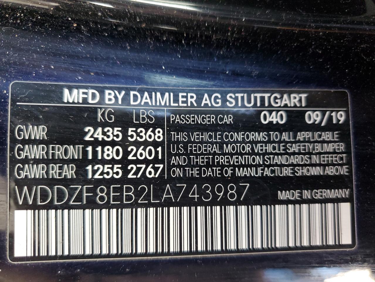 2020 Mercedes-Benz E 350 4Matic VIN: WDDZF8EB2LA743987 Lot: 62511215