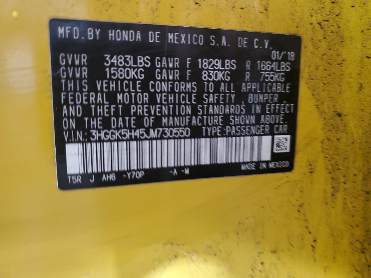 2018 Honda Fit Lx VIN: 3HGGK5H45JM730550 Lot: 61151765