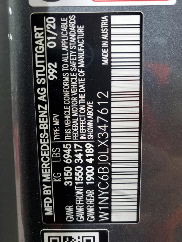 2020 Mercedes-Benz G 550 VIN: W1NYC6BJ0LX347612 Lot: 60700625