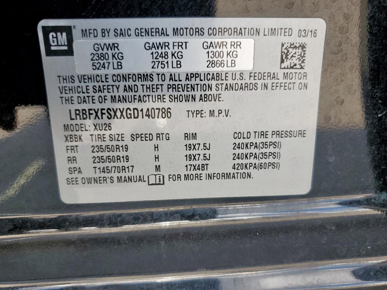 2016 Buick Envision Premium VIN: LRBFXFSXXGD140786 Lot: 62255565