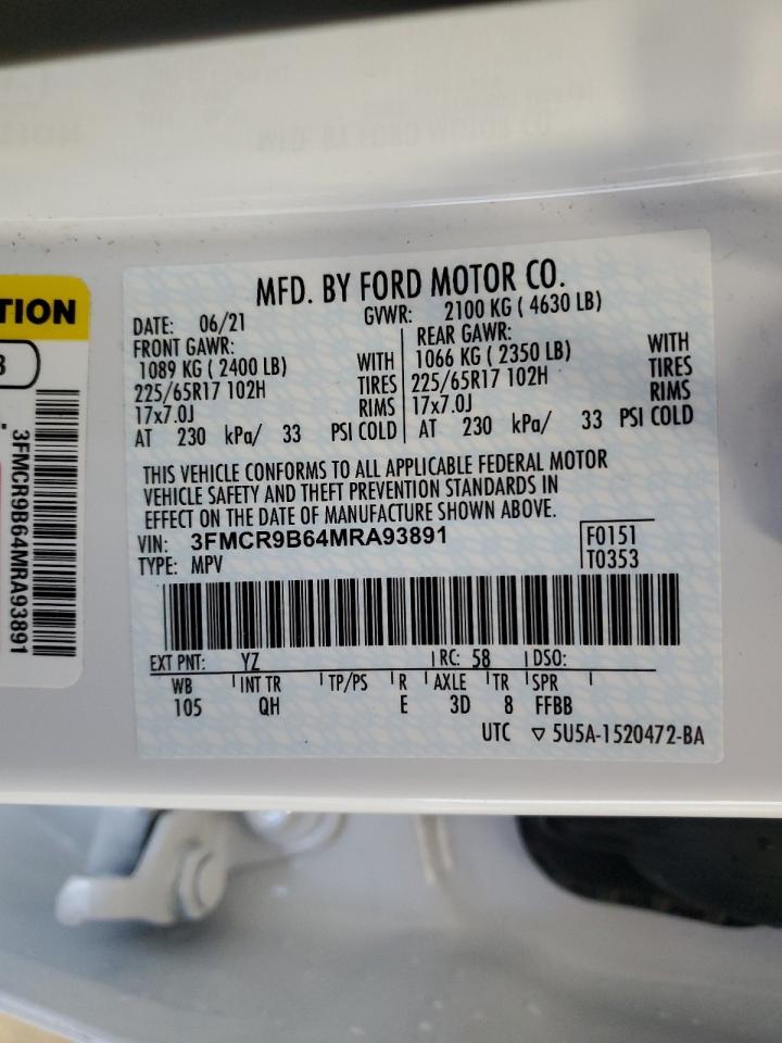 2021 Ford Bronco Sport Big Bend VIN: 3FMCR9B64MRA93891 Lot: 61186945