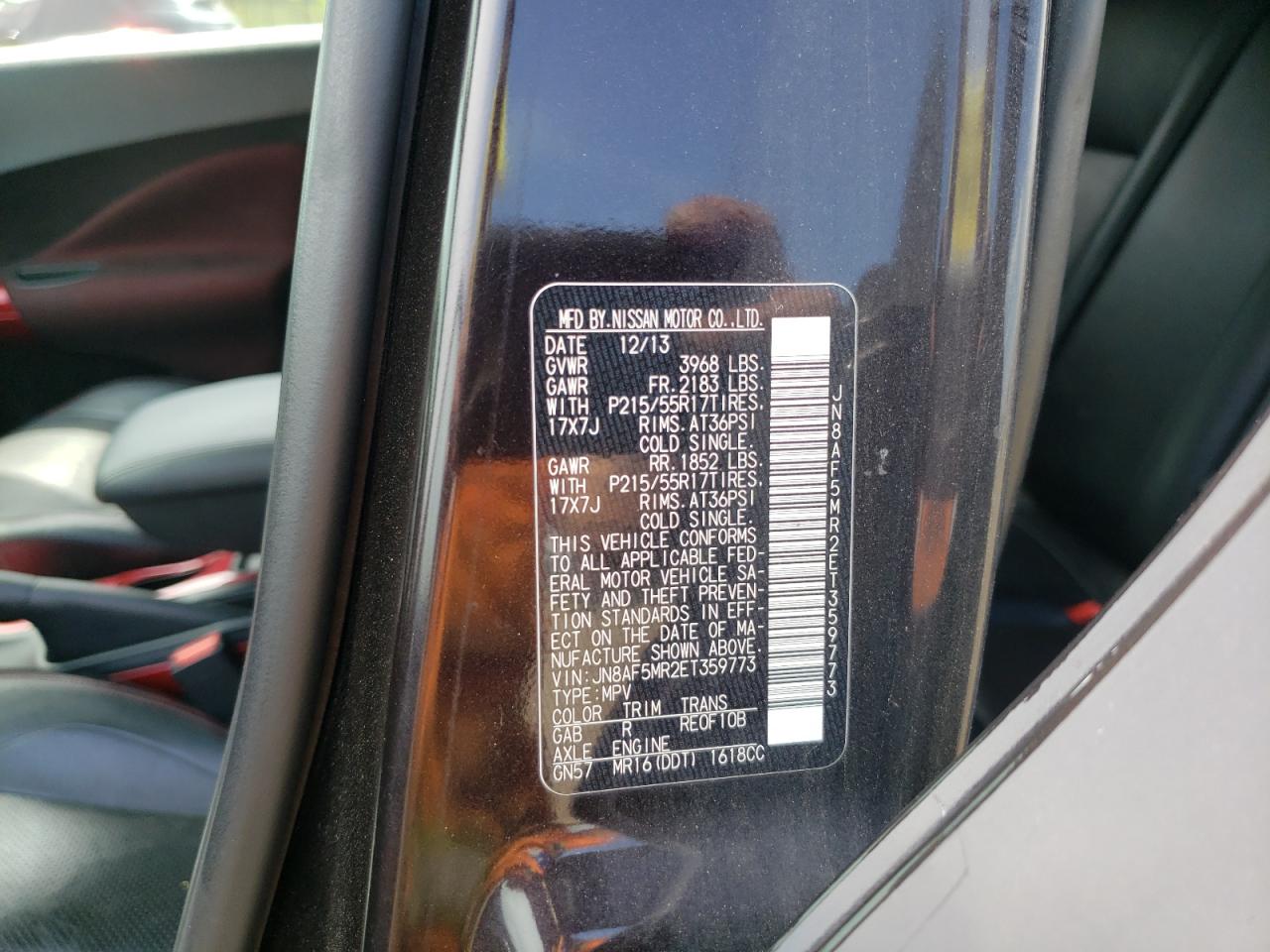 2014 Nissan Juke S VIN: JN8AF5MR2ET359773 Lot: 62833305