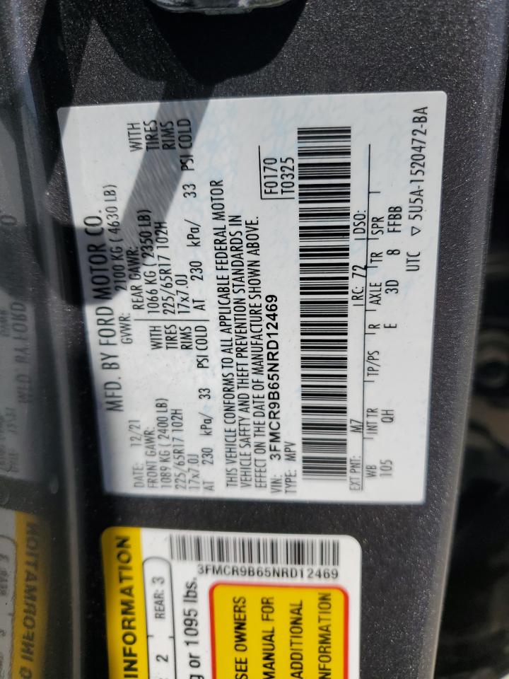 2022 Ford Bronco Sport Big Bend VIN: 3FMCR9B65NRD12469 Lot: 59315675