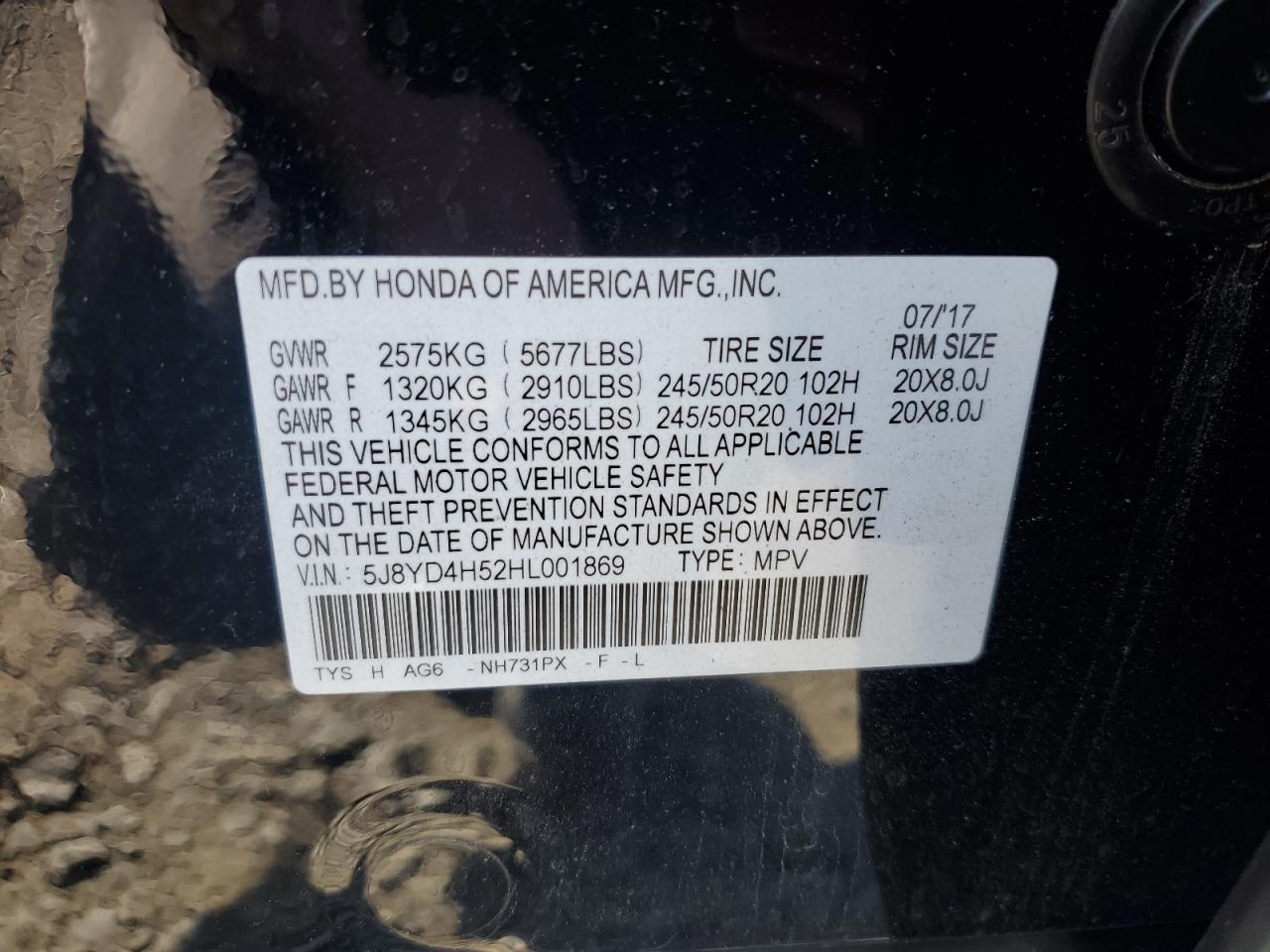 5j8yd4h52hl001869 5J8YD4H52HL001869 2017 Acura Mdx Technology