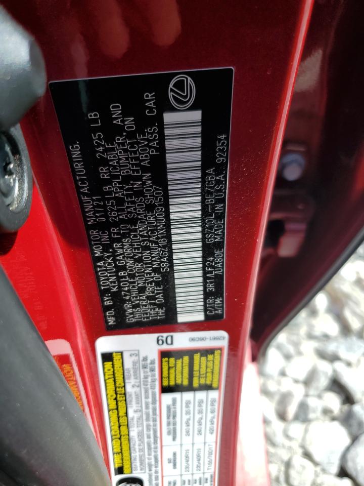 2021 Lexus Es 350 Base VIN: 58AGZ1B1XMU091507 Lot: 61626075