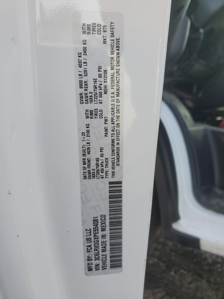 2023 Ram Promaster 2500 2500 High VIN: 3C6LRVDGXPE554081 Lot: 60877935