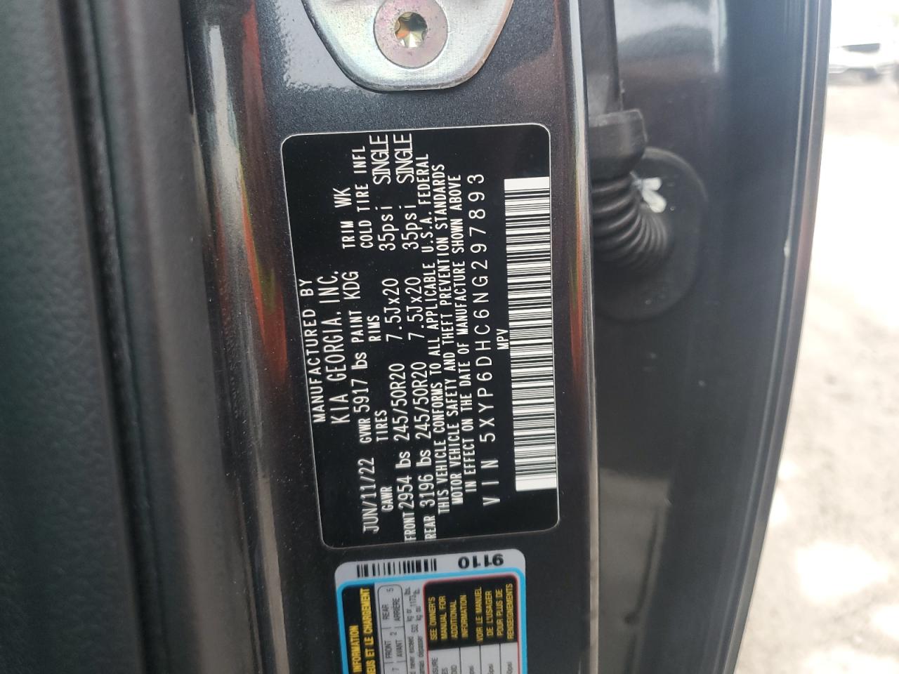 2022 Kia Telluride S VIN: 5XYP6DHC6NG297893 Lot: 59776445