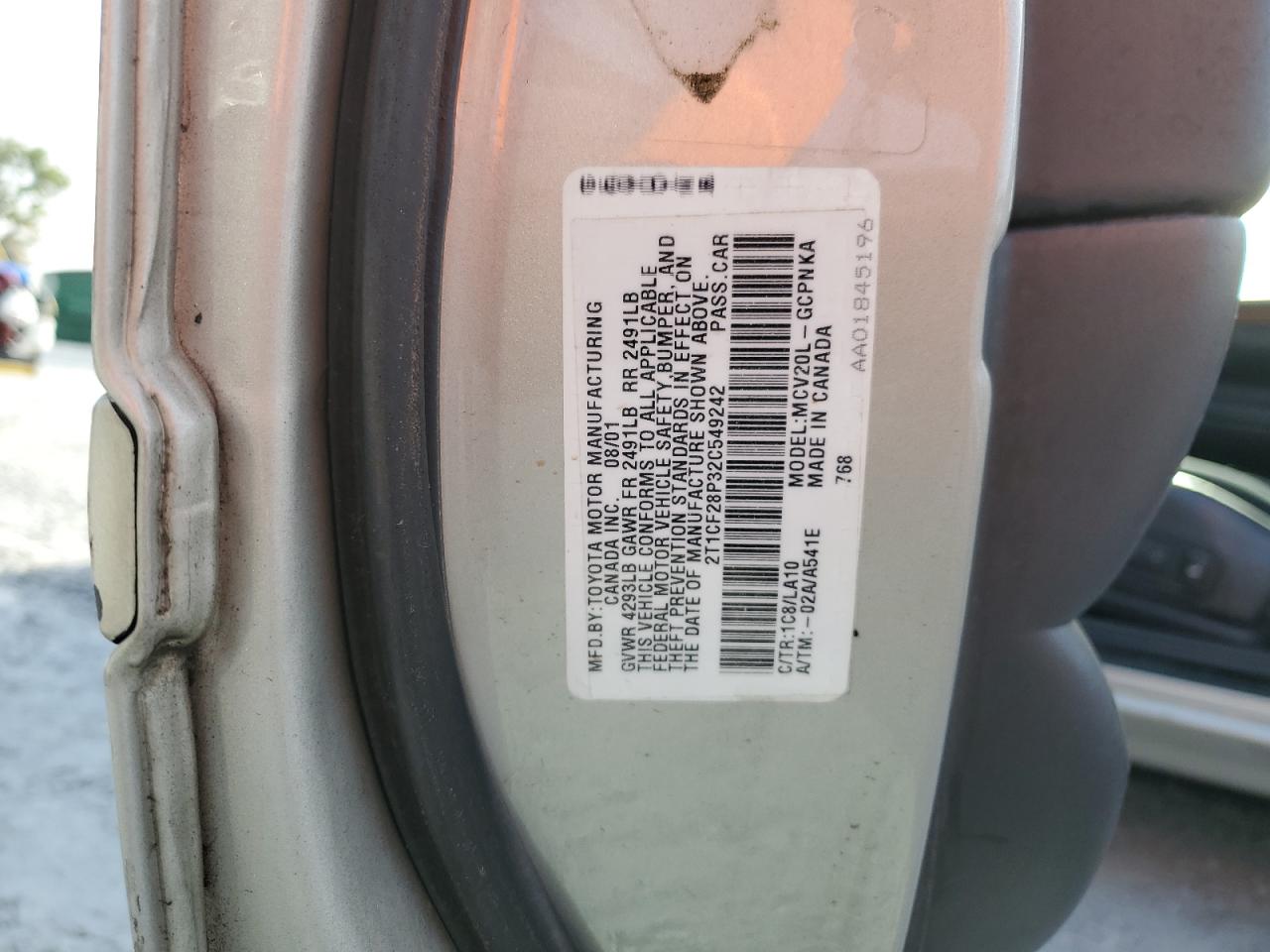 2002 Toyota Camry Solara Se VIN: 2T1CF28P32C549242 Lot: 59312695