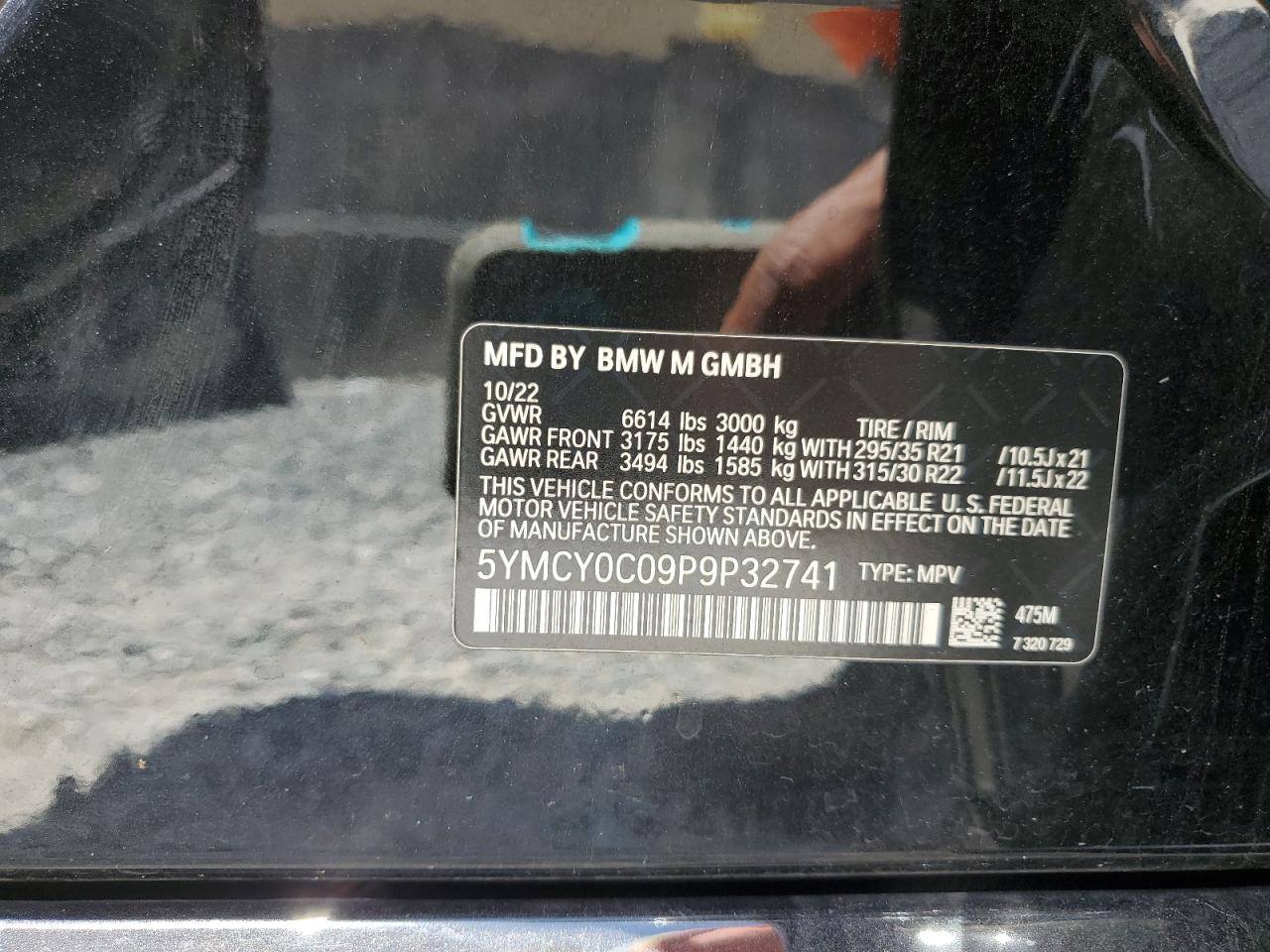 2023 BMW X6 M VIN: 5YMCY0C09P9P32741 Lot: 60227295