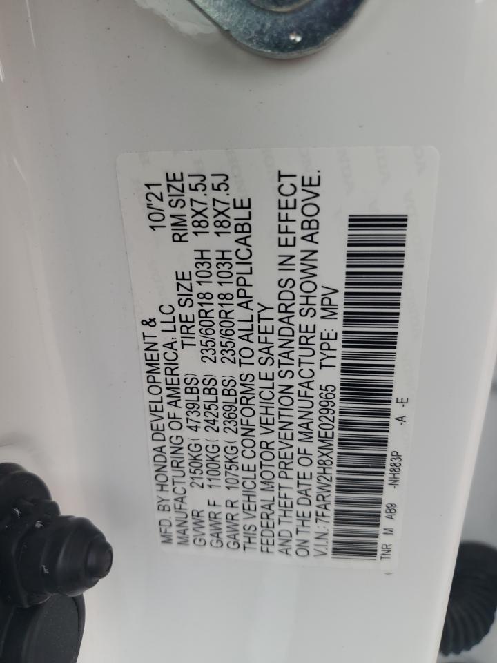2021 Honda Cr-V Exl VIN: 7FARW2H8XME029965 Lot: 62121385