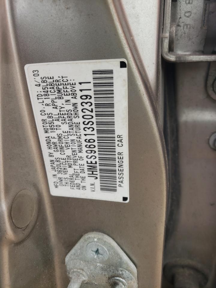 2003 Honda Civic Hybrid VIN: JHMES96613S023911 Lot: 62364475