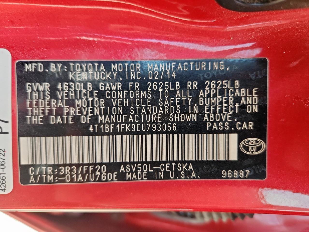 2014 Toyota Camry L VIN: 4T1BF1FK9EU793056 Lot: 60085265