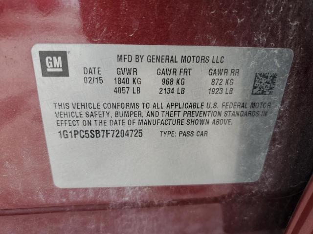 2015 CHEVROLET CRUZE LT  