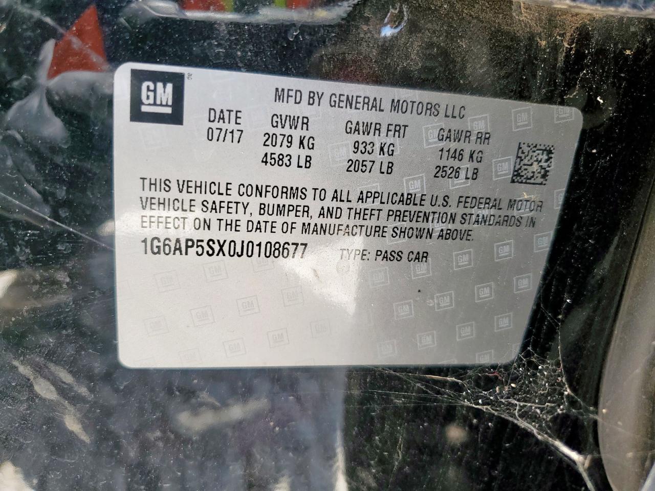 2018 Cadillac Cts VIN: 1G6AP5SX0J0108677 Lot: 62077545