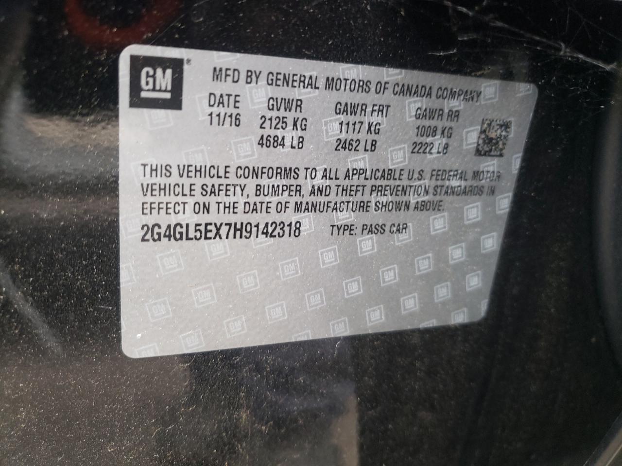 2017 Buick Regal Sport Touring VIN: 2G4GL5EX7H9142318 Lot: 62061375