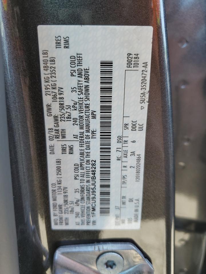 2018 Ford Escape Titanium VIN: 1FMCU9J95JUB48282 Lot: 59357785