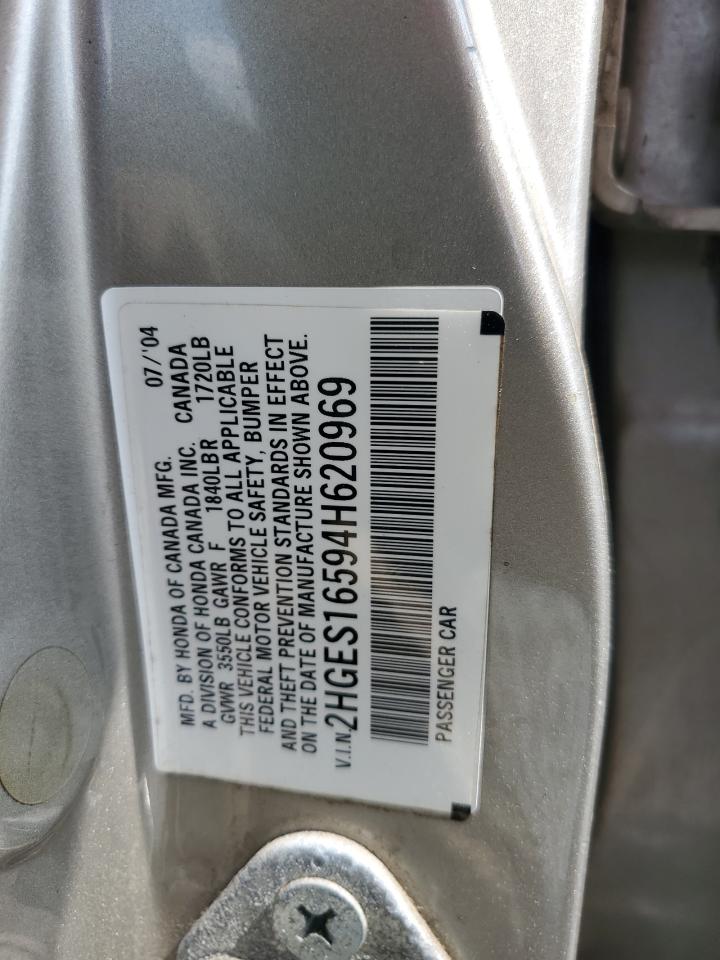 2004 Honda Civic Lx VIN: 2HGES16594H620969 Lot: 60407465