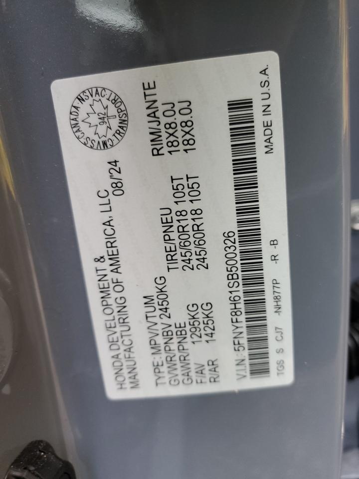 2025 Honda Passport Trail Sport VIN: 5FNYF8H61SB500326 Lot: 61996625
