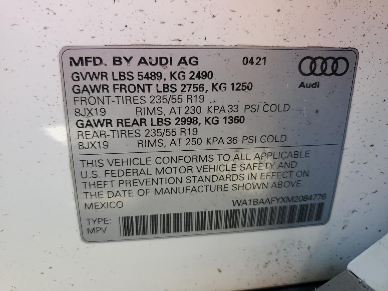 2021 Audi Q5 Premium Plus VIN: WA1BAAFYXM2084776 Lot: 62355735