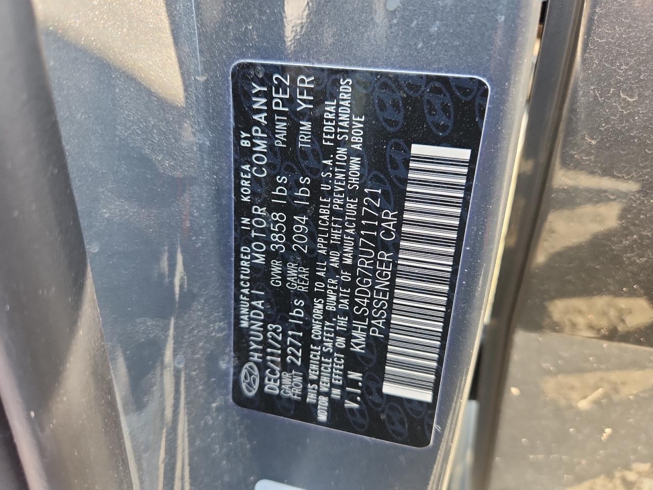 2024 Hyundai Elantra Sel VIN: KMHLS4DG7RU711721 Lot: 59162535