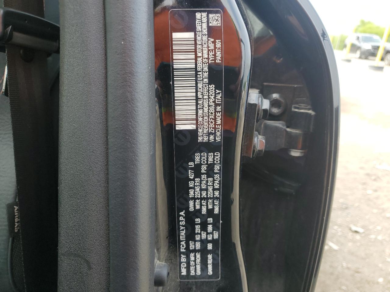 2018 Fiat 500X Trekking VIN: ZFBCFXCB9JP642035 Lot: 60968915