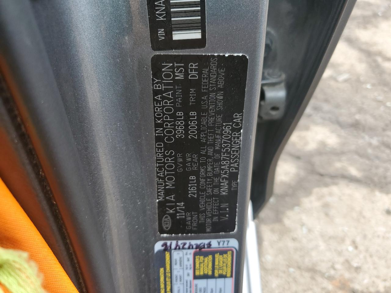 2015 Kia Forte Ex VIN: KNAFX5A87F5370961 Lot: 62548375