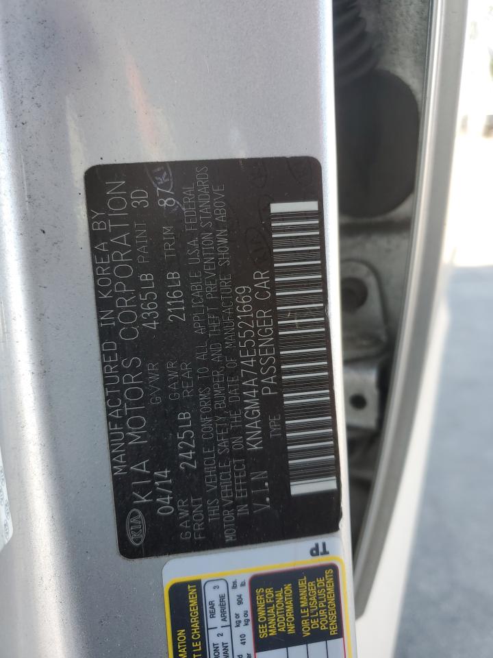 2014 Kia Optima Lx VIN: KNAGM4A74E5521669 Lot: 62964315