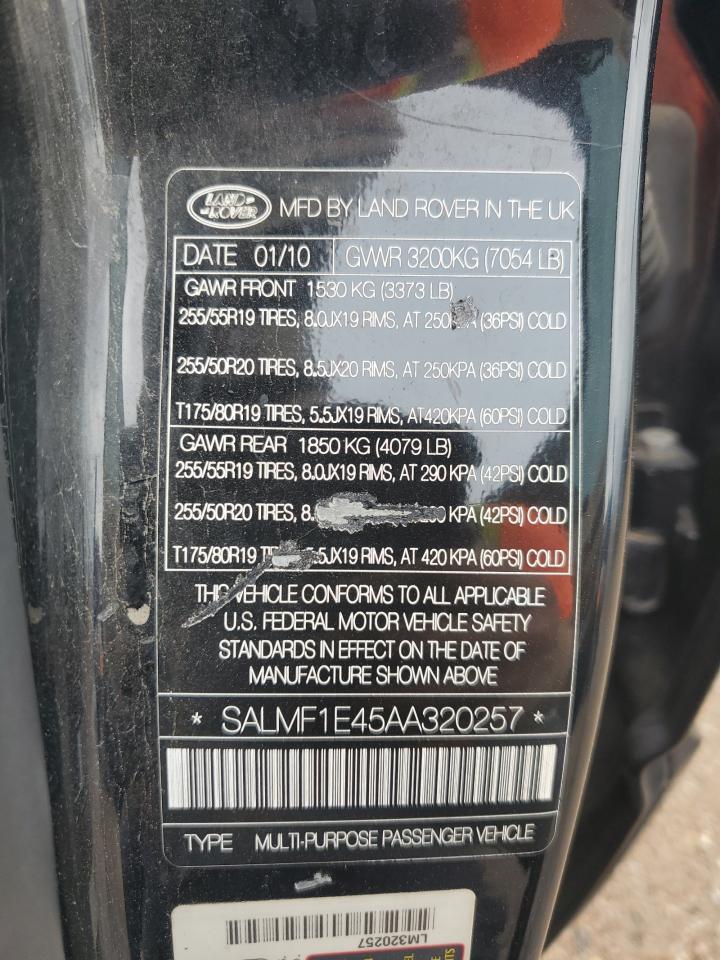 2010 Land Rover Range Rover Hse Luxury VIN: SALMF1E45AA320257 Lot: 60792215