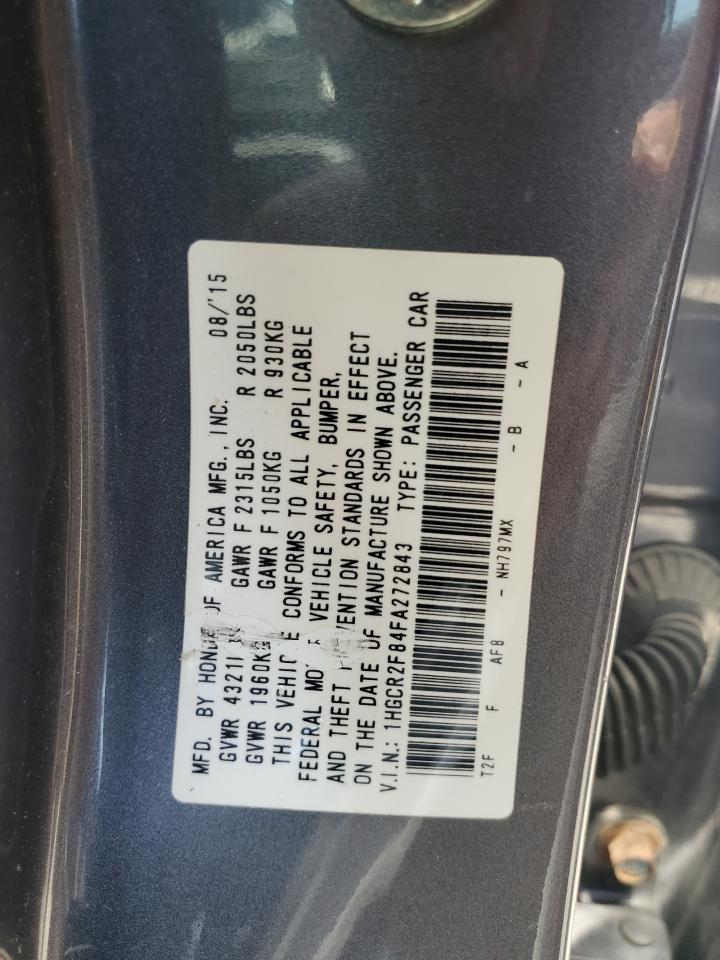 2015 Honda Accord Exl VIN: 1HGCR2F84FA272843 Lot: 61009575