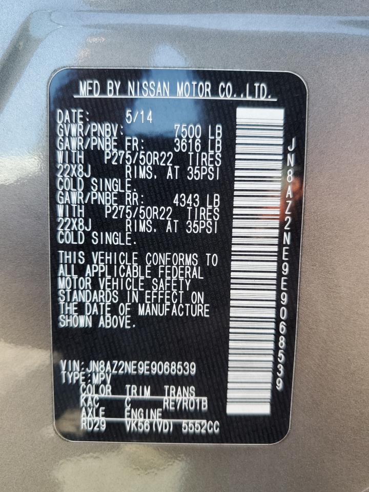 2014 Infiniti Qx80 VIN: JN8AZ2NE9E9068539 Lot: 59197905